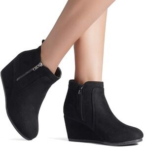 Dream Pairs suede wedge ankle booties
